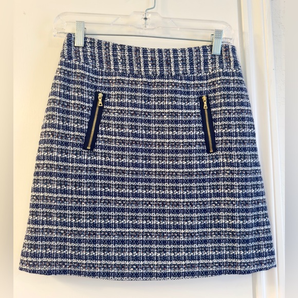 LOFT Blue and White A-Line Mini Skirt for Work - Picture 1 of 3